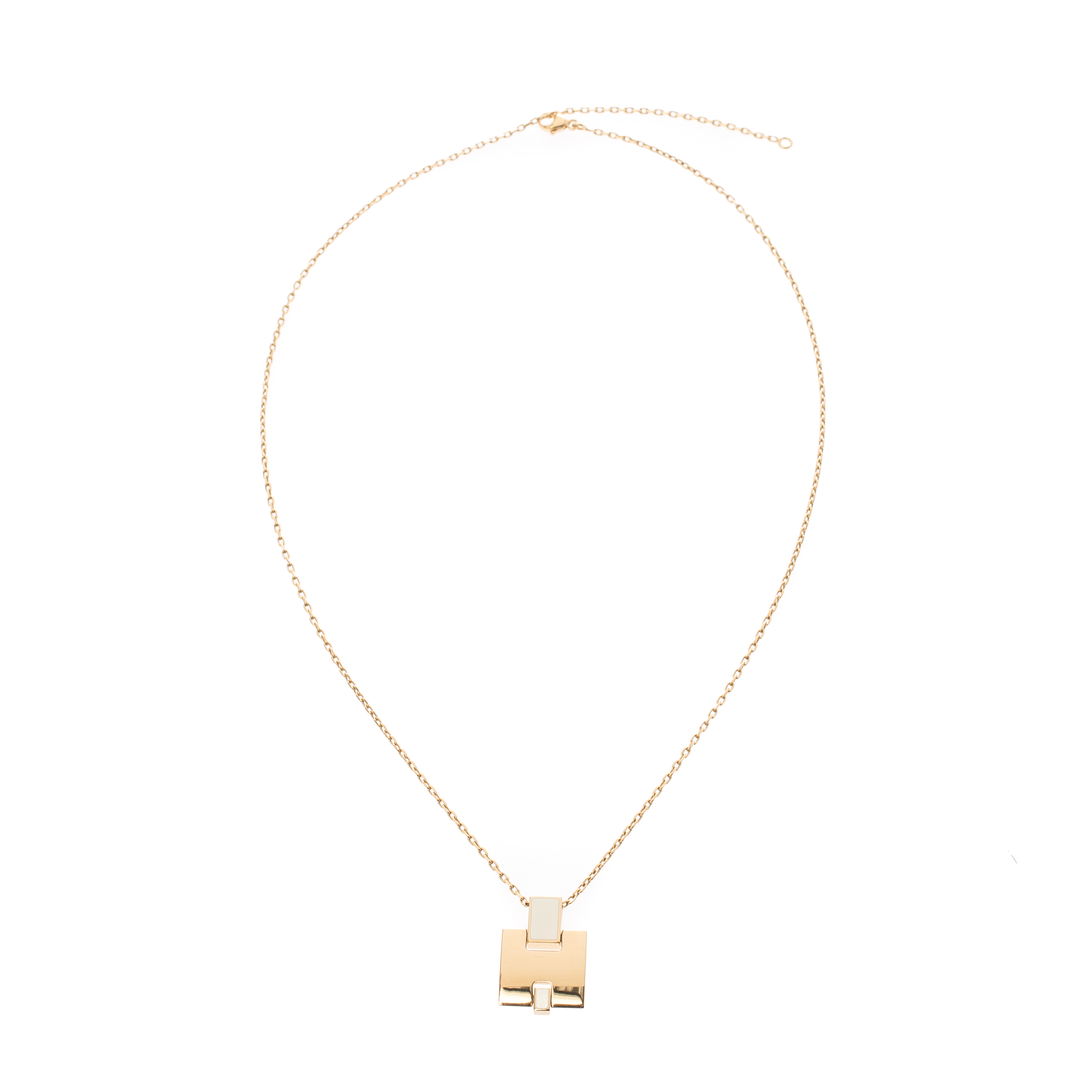 Hermes Eileen Pendant Necklace (Black/Rose Gold)