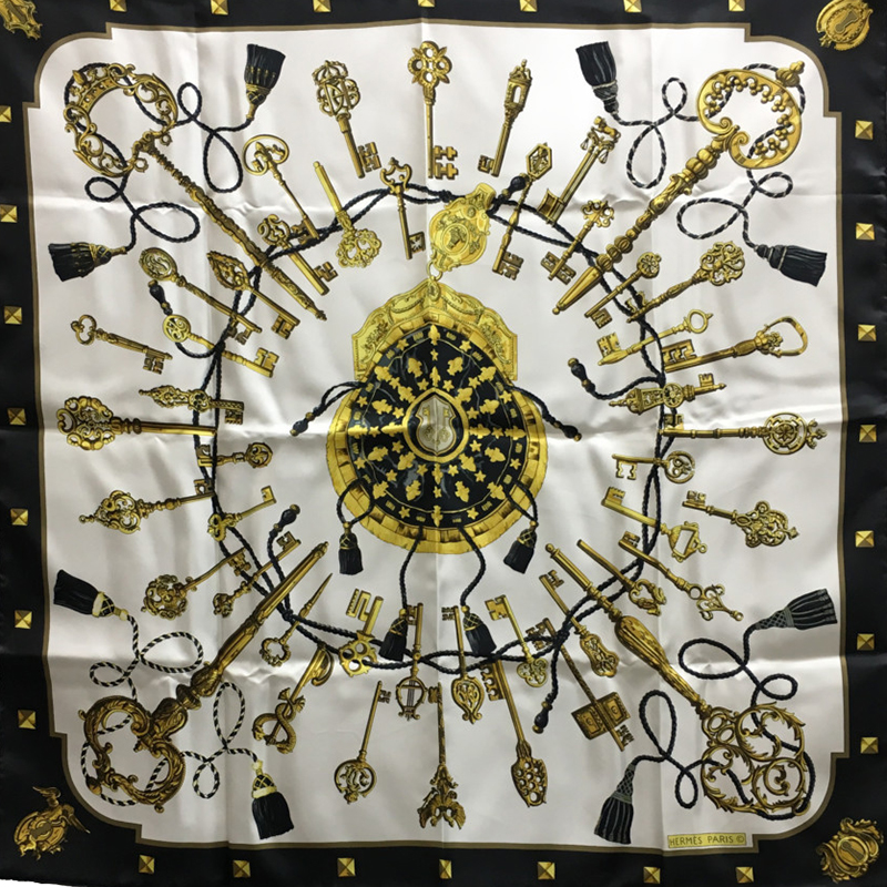

Hermes Black Printed Square Silk Scarf