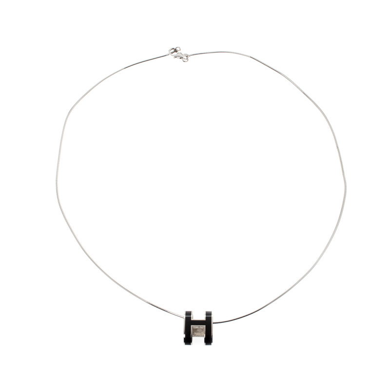 

Hermes Pop H Black Lacquer Palladium Plated Pendant