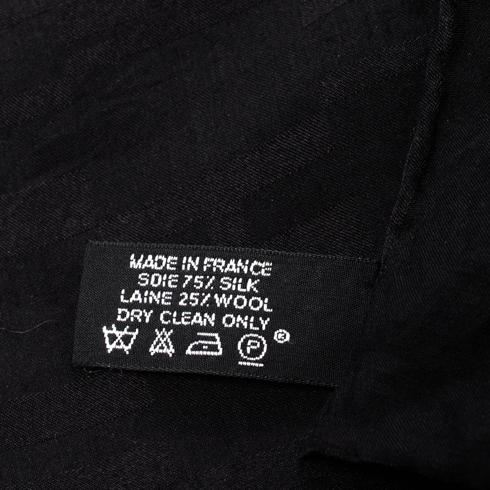 HERMES Silk Wool Faconnee Grand H Scarf 267015