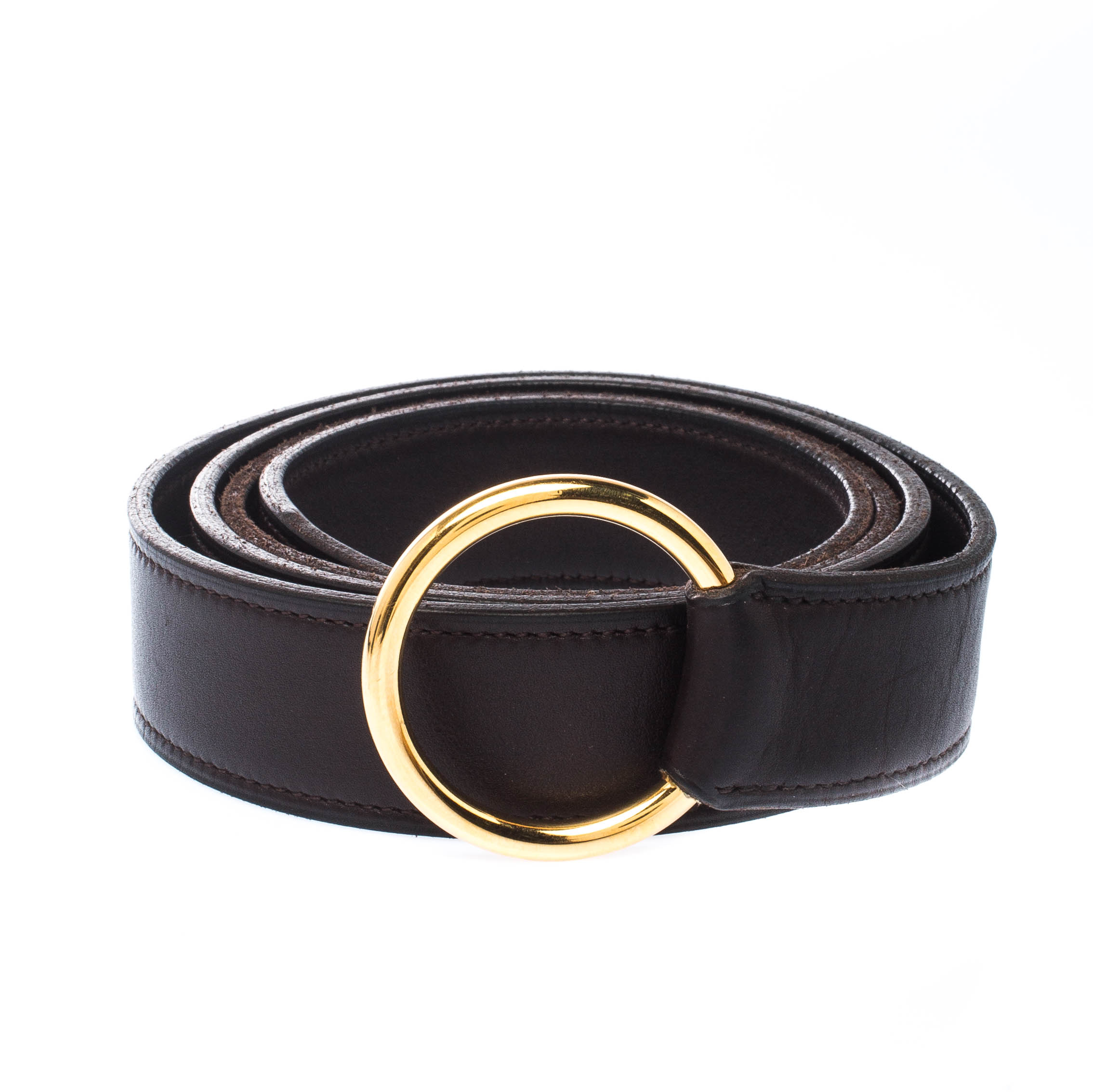 

Hermes Dark Brown Leather O Ring Buckle Belt