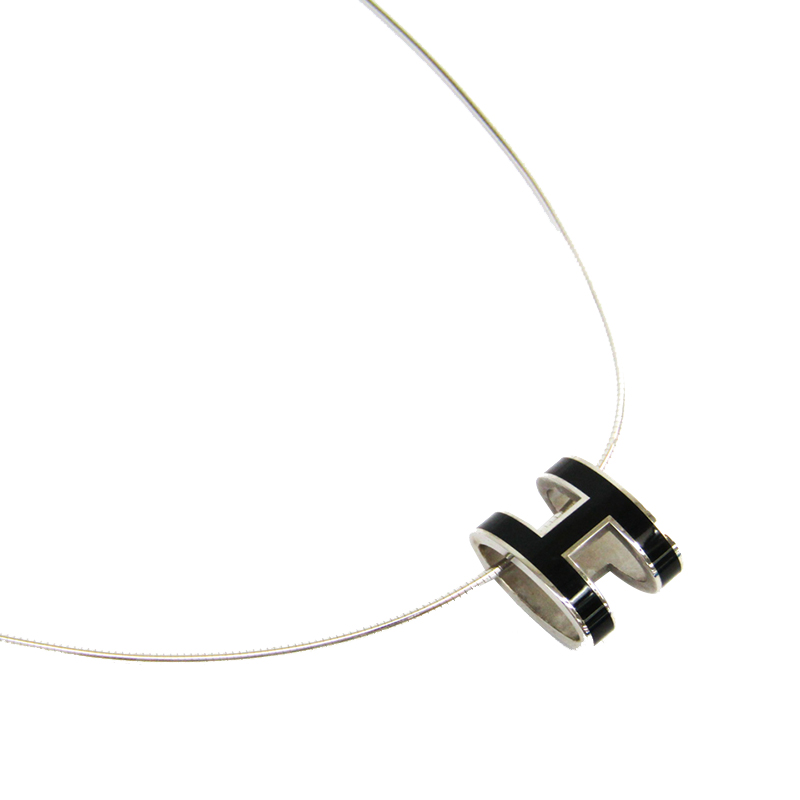 

Hermes Black Laquered Pop H Pendant Necklace