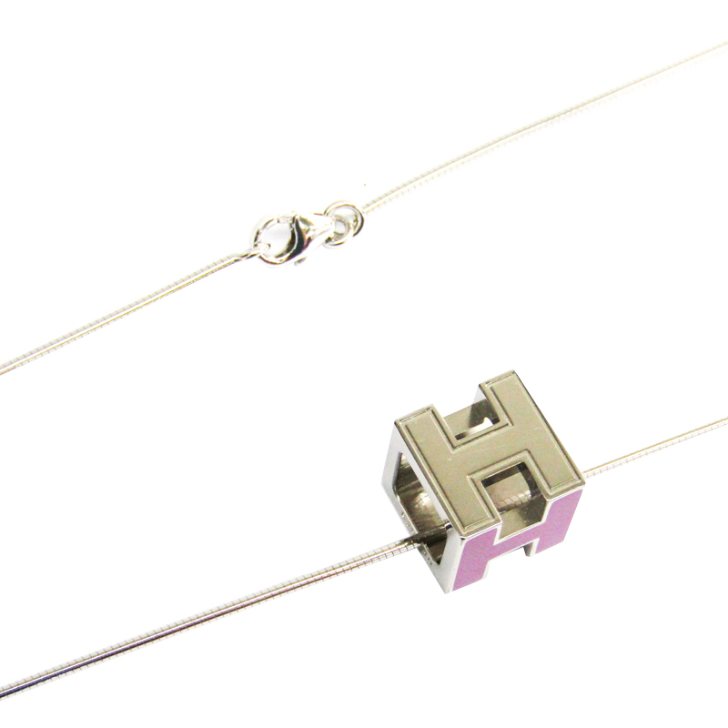 

Hermes Cage d'H Purple Laquered Pendant Necklace