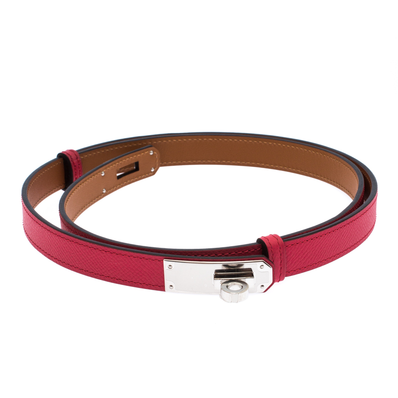 

Hermes Rose Shocking Epsom Leather Kelly Belt, Pink