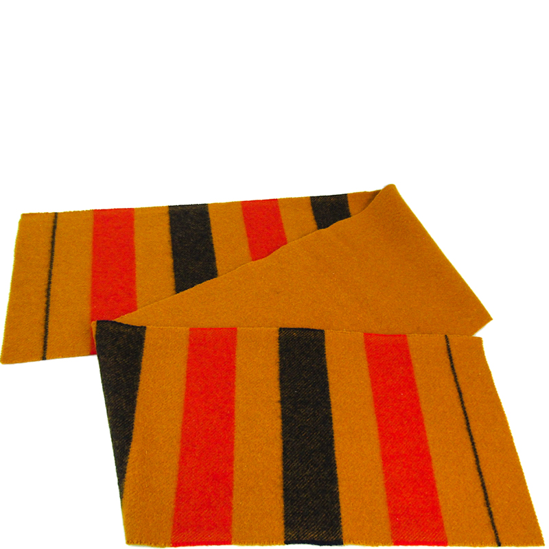 

Hermes Tricolor Wool Striped Scarf, Multicolor