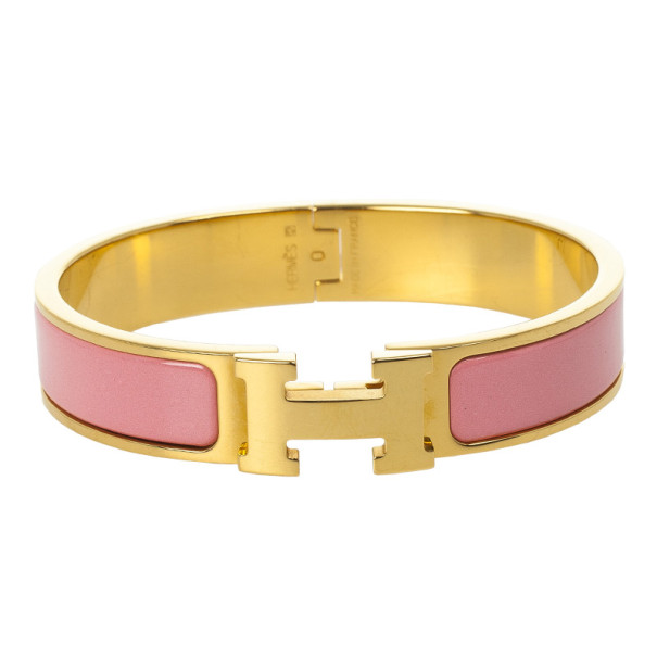Hermes Clic-Clac H Pink Enamel Gold 