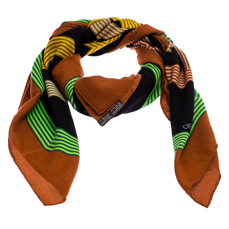 

Hermes Multicolor Printed Silk and Cashmere Circuit 24 Fabourg Shawl