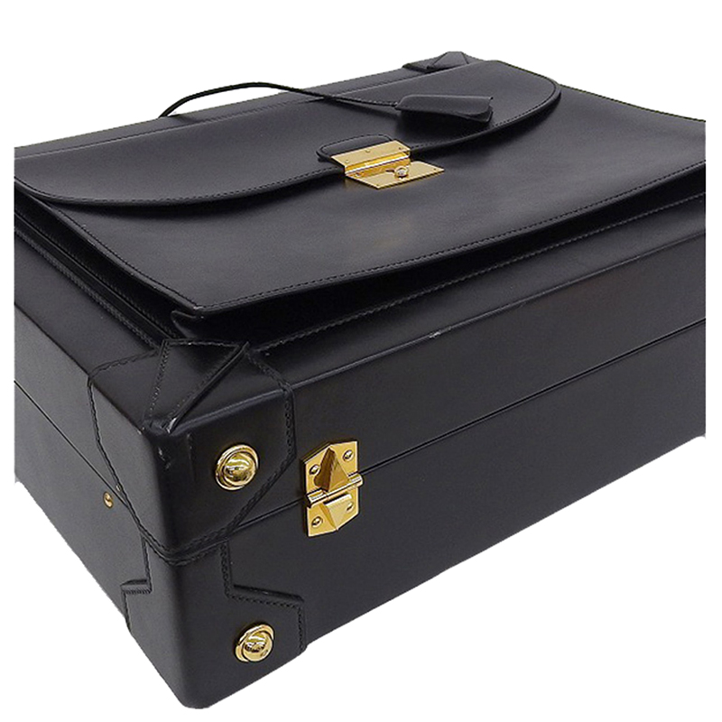 

Hermes Black Calfskin Leather Trunk Business Bag