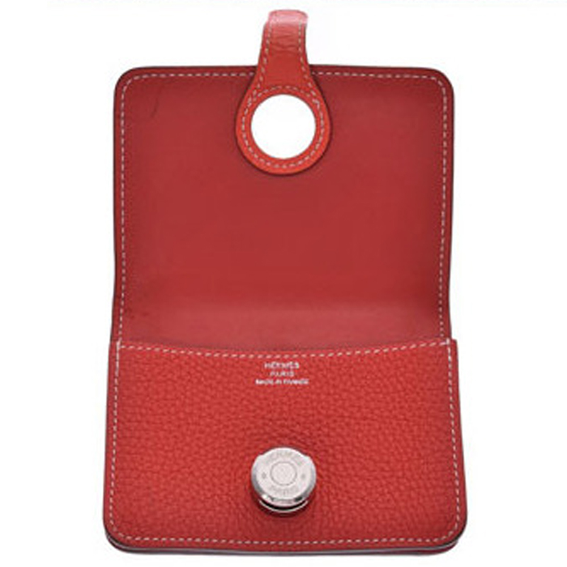 

Hermes Black/Red Togo Leather Card Case