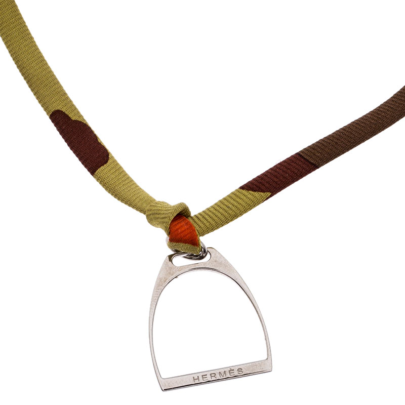 

Hermes Multicolor Tourbillon de Couleurs Stirrup Charm Silk Bracelet