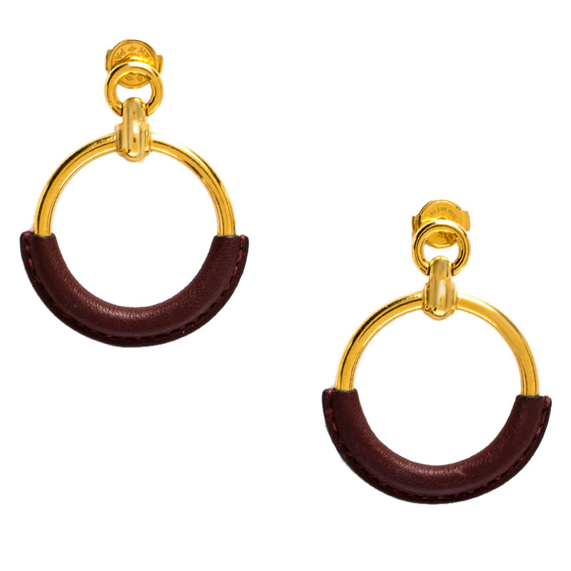 hermes leather earrings