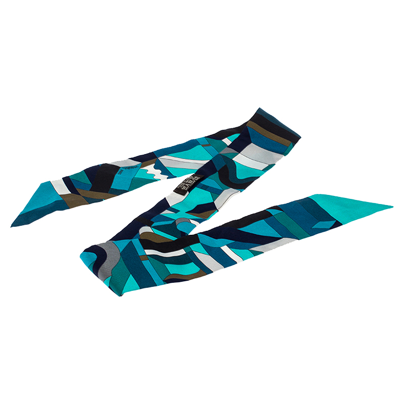 

Hermes Blue Perspective Cavaliere Printed Silk Twilly Scarf