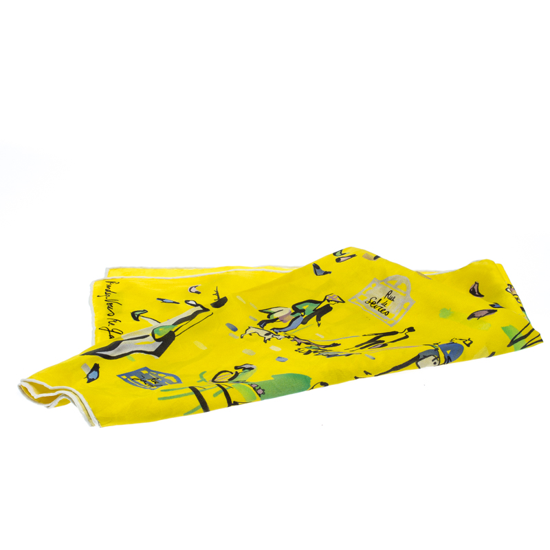 

Hermes Rendez Vous Rive Gauche Print Silk Square Scarf, Yellow