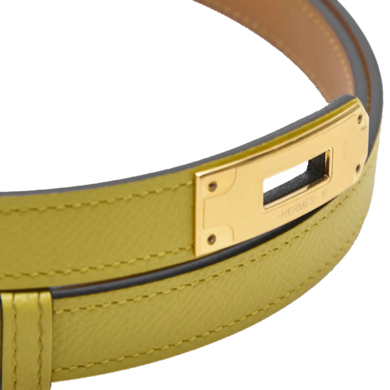 

Hermes Yellow Epsom Leather Kelly Belt, Brown