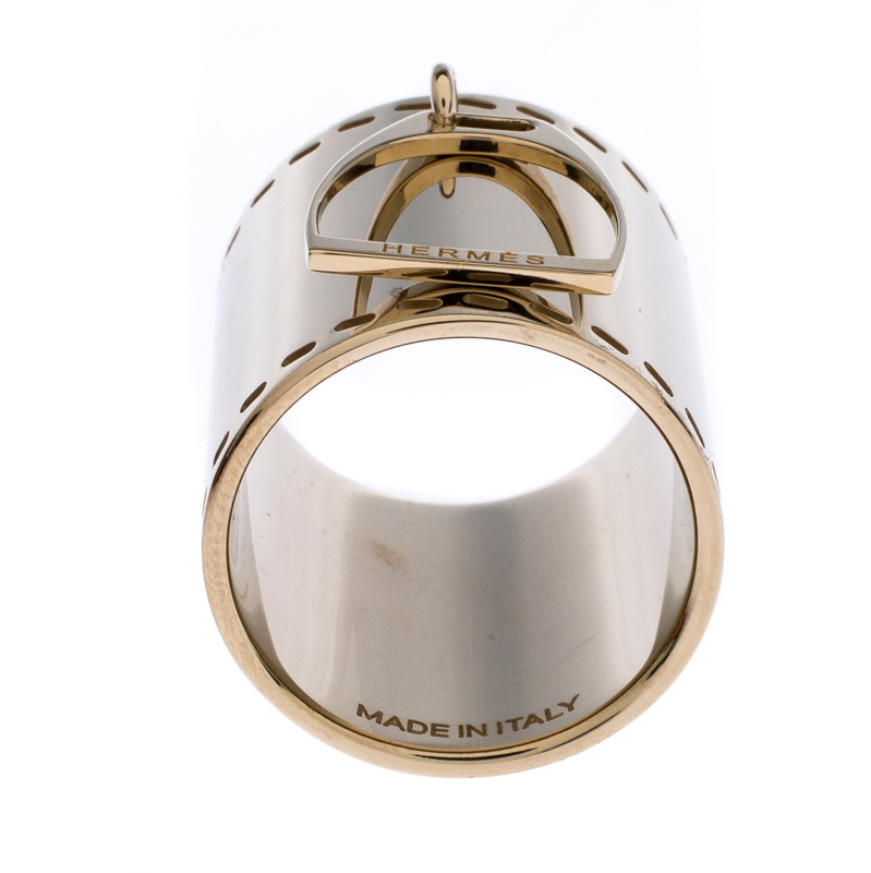 Hermes Etrier Gold Tone Scarf Ring Hermes