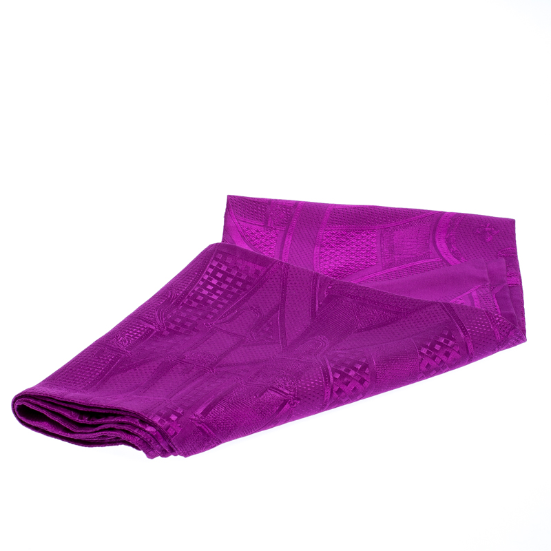 

Herm÷s Purple Cavalcadour Motif Silk Jacquard Maxi Twilly Scarf