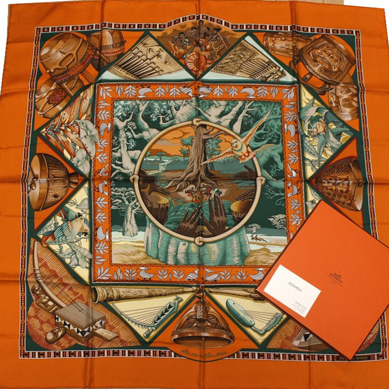 

Hermes Orange Printed Silk Square Scarf