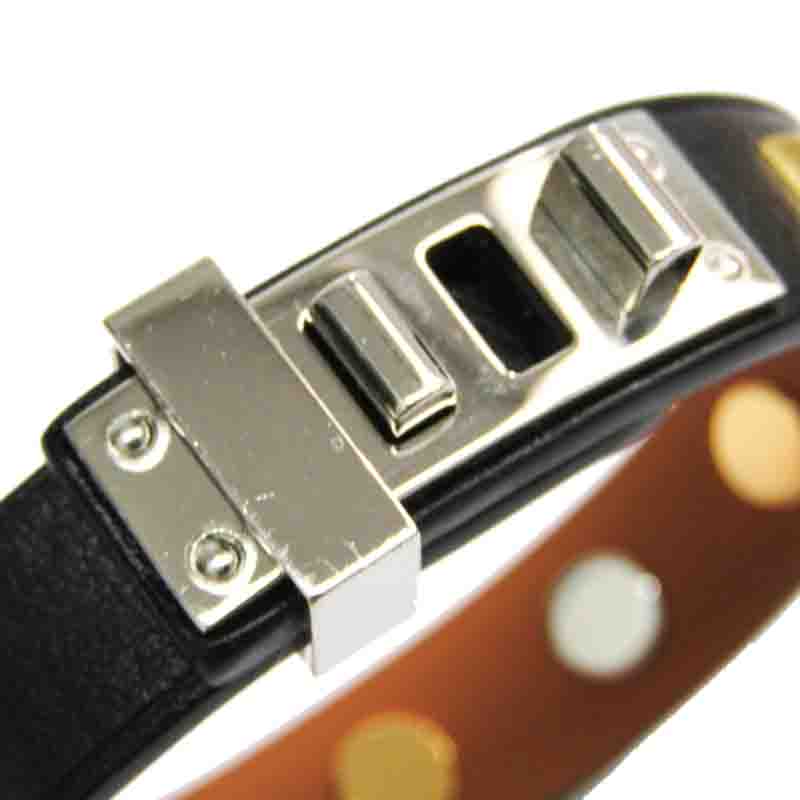 

Hermes Black Swift Leather Mini Dog Clous Carres Bracelet