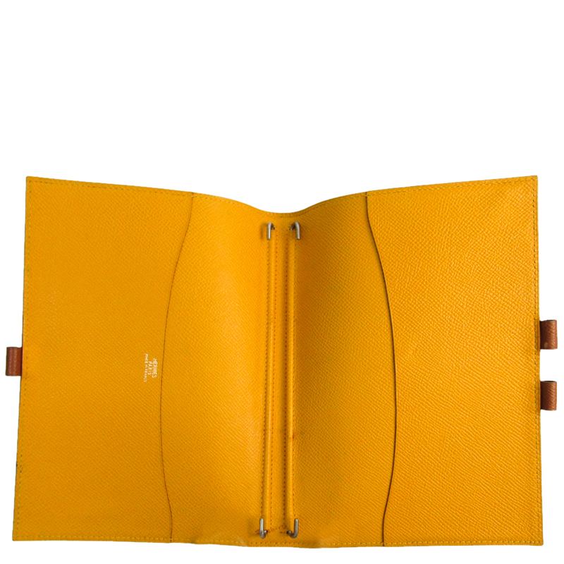 

Hermes Jaune Courchevel Leather Agenda Planner Cover, Gold