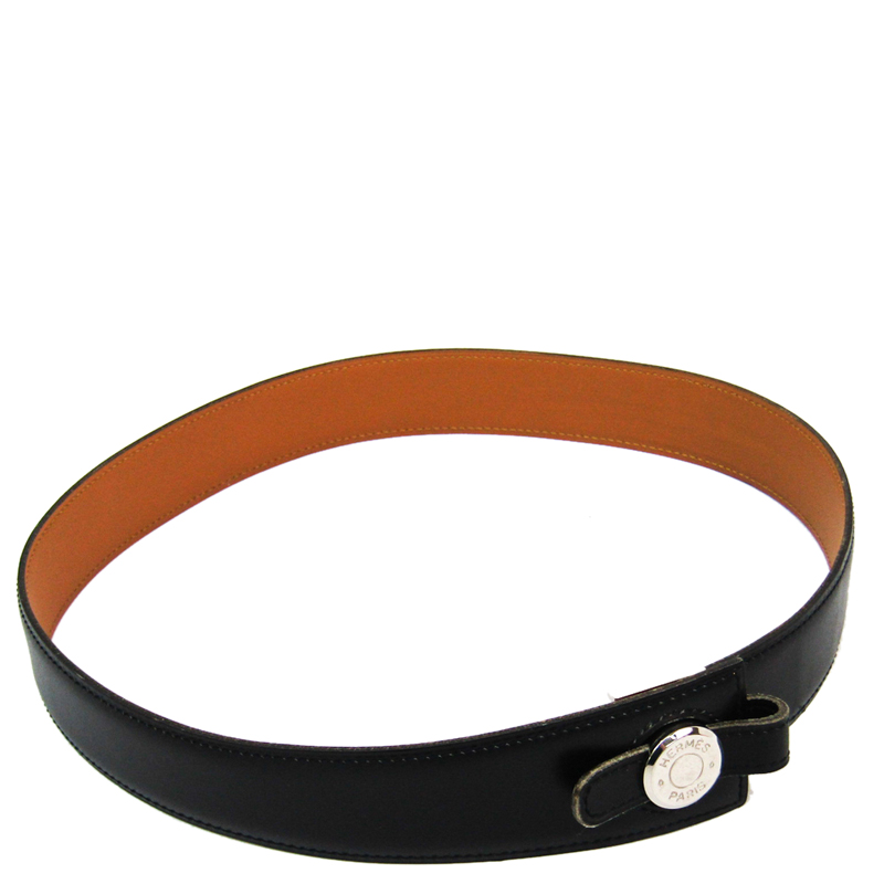 

Hermes Black Leather Sellier Standard Belt