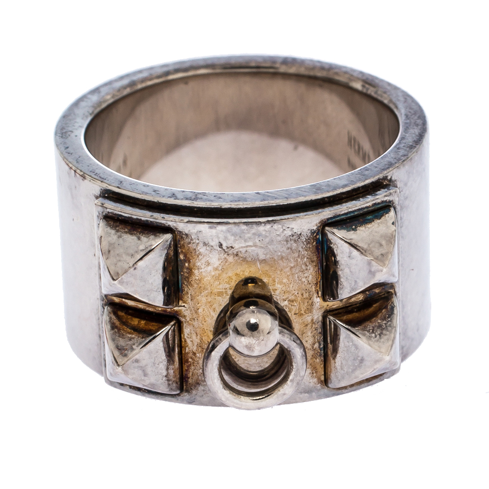 

Hermes Collier De Chien Silver Band Ring Size