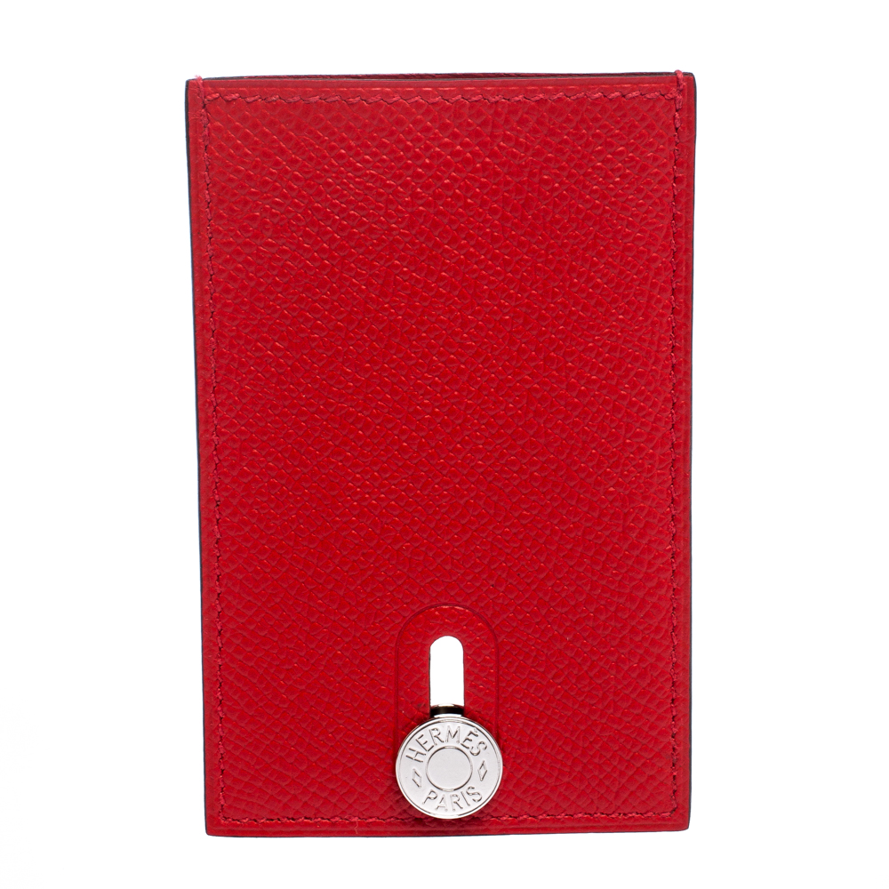 Pre-owned Hermes Rouge Indien Epsom Leather Luggage Name Tag In Red ...