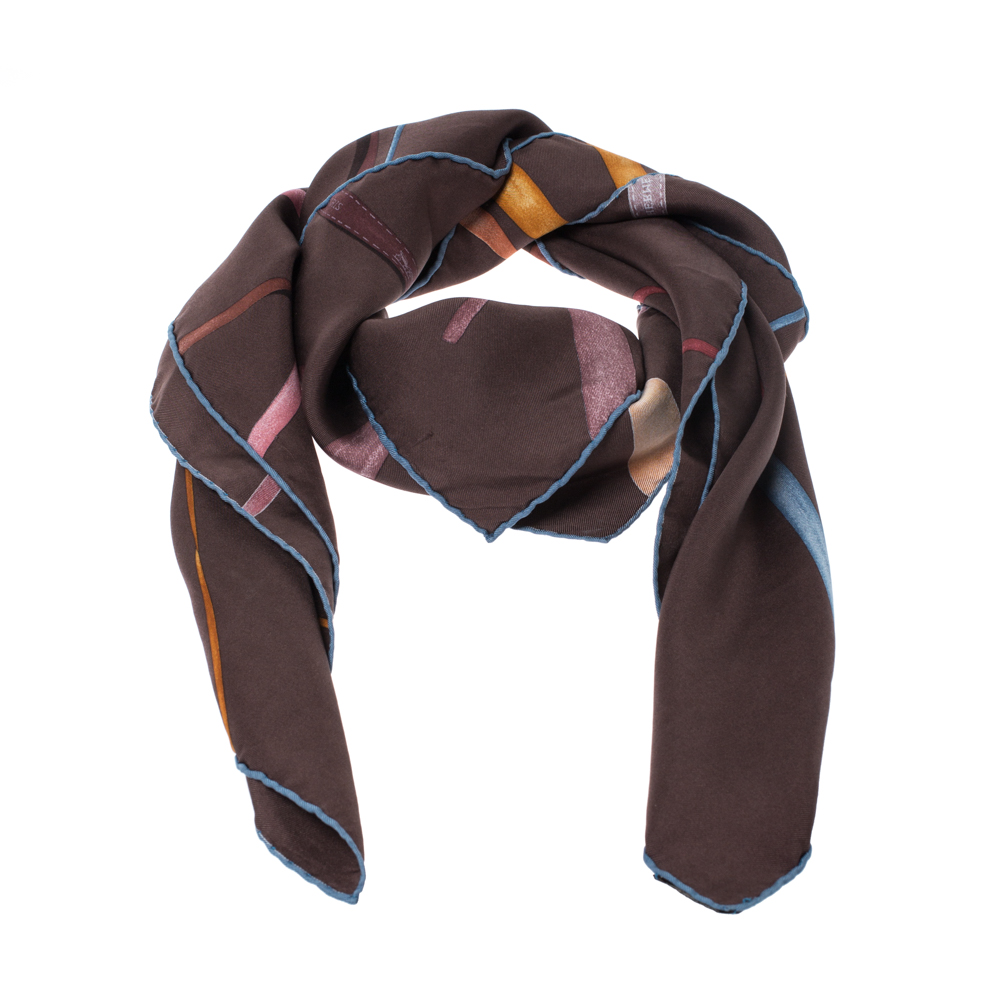 

Hermès Chocolat Brown Attrape Tes Reves Silk Twill Scarf