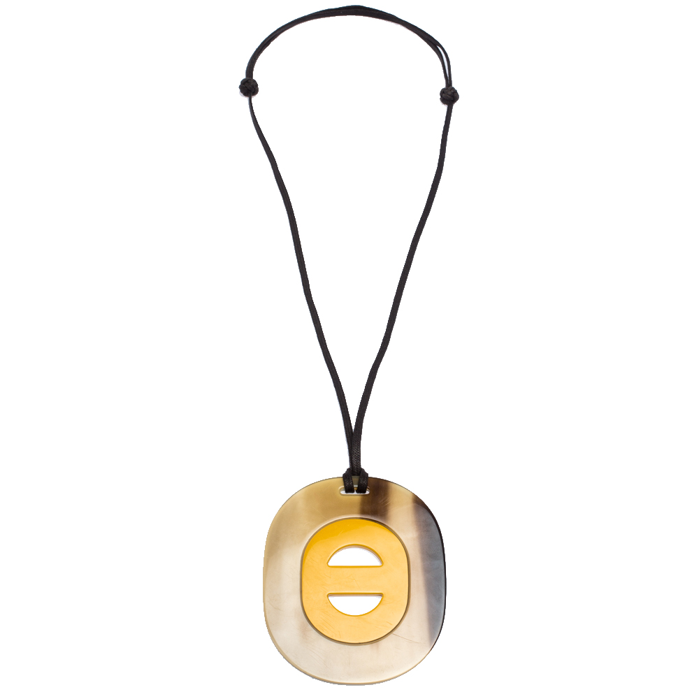 

Hermes Fidelio Natural Horn Lacquered Adjustable Cord Pendant Necklace, Yellow