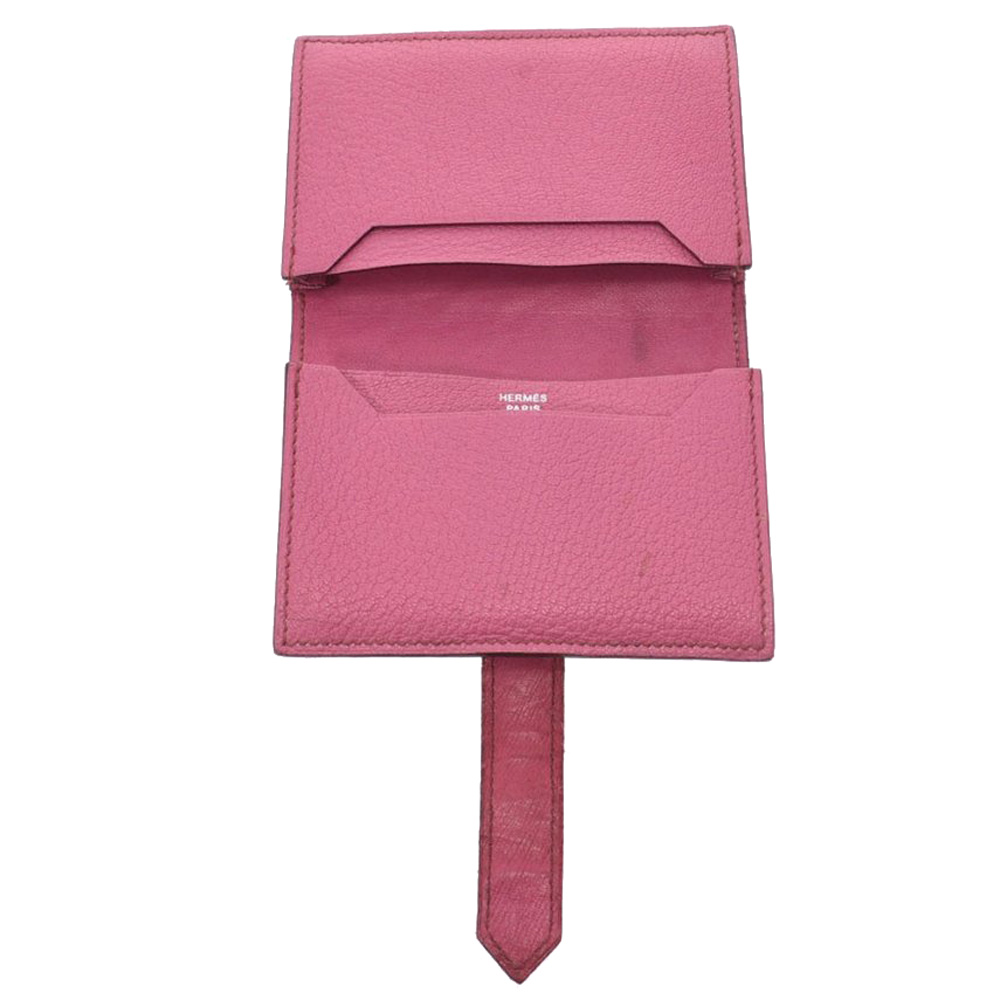 

Hermes Pink Ostrich Leather Bearn Card Holder
