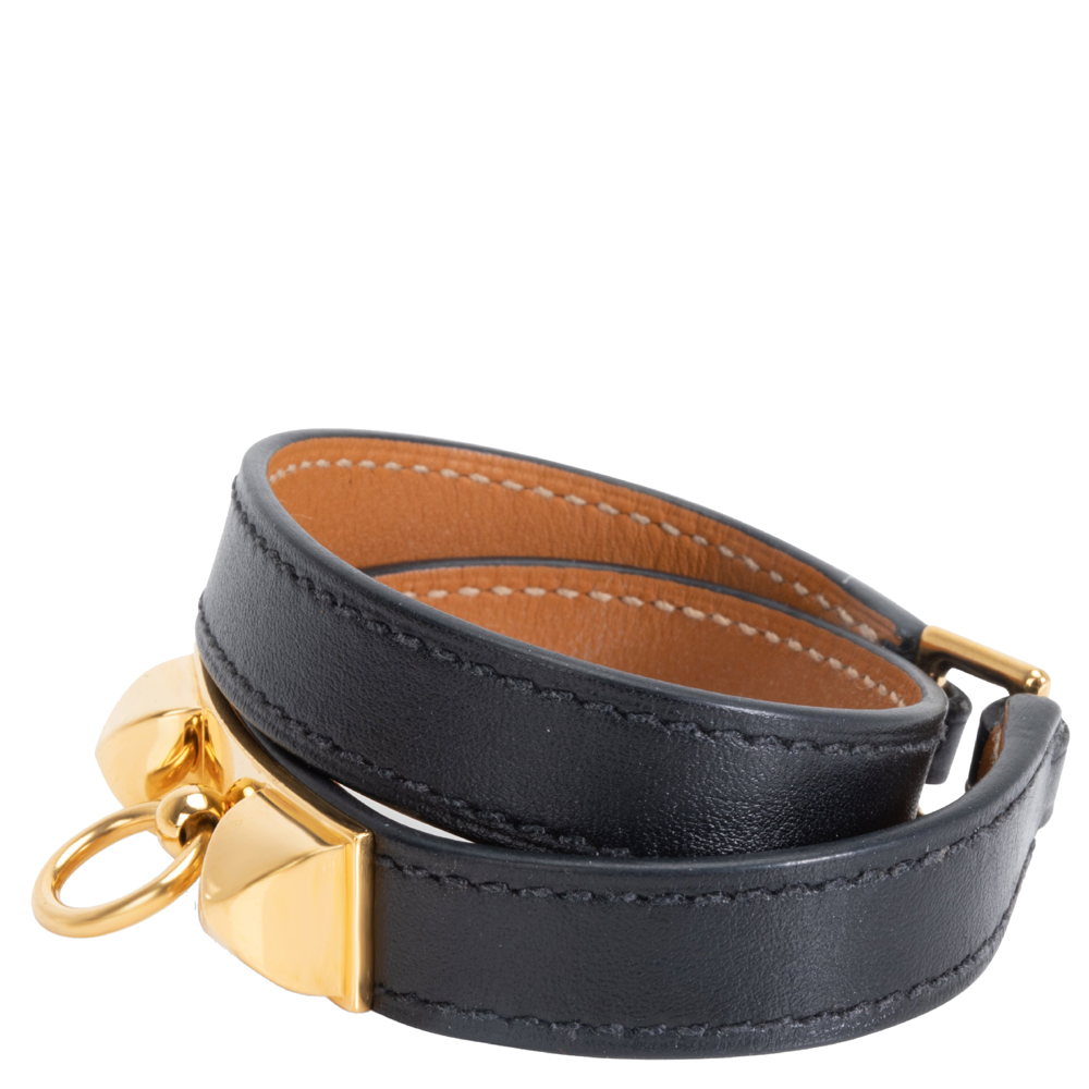 

Hermes Kelly Rivale Double Tour Wrap Gold Hardware Bracelet