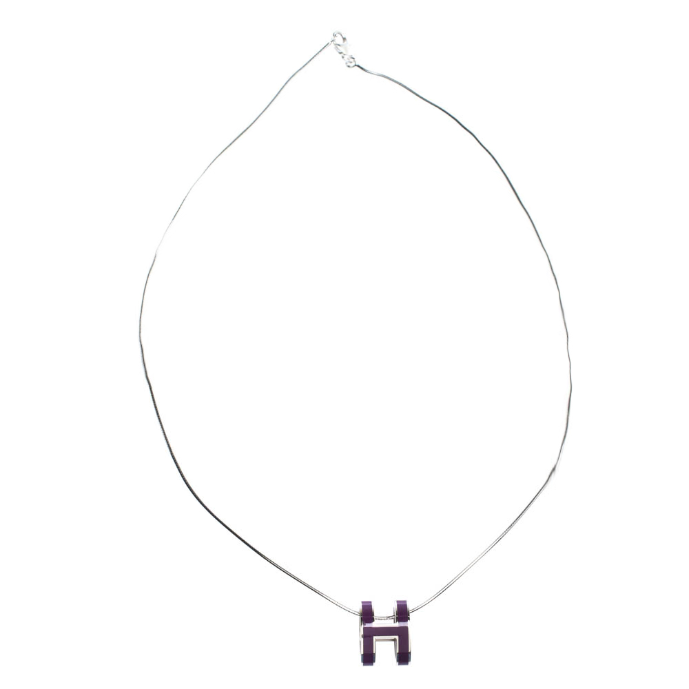 

Hermes Pop H Purple Lacquer Palladium Plated Pendant