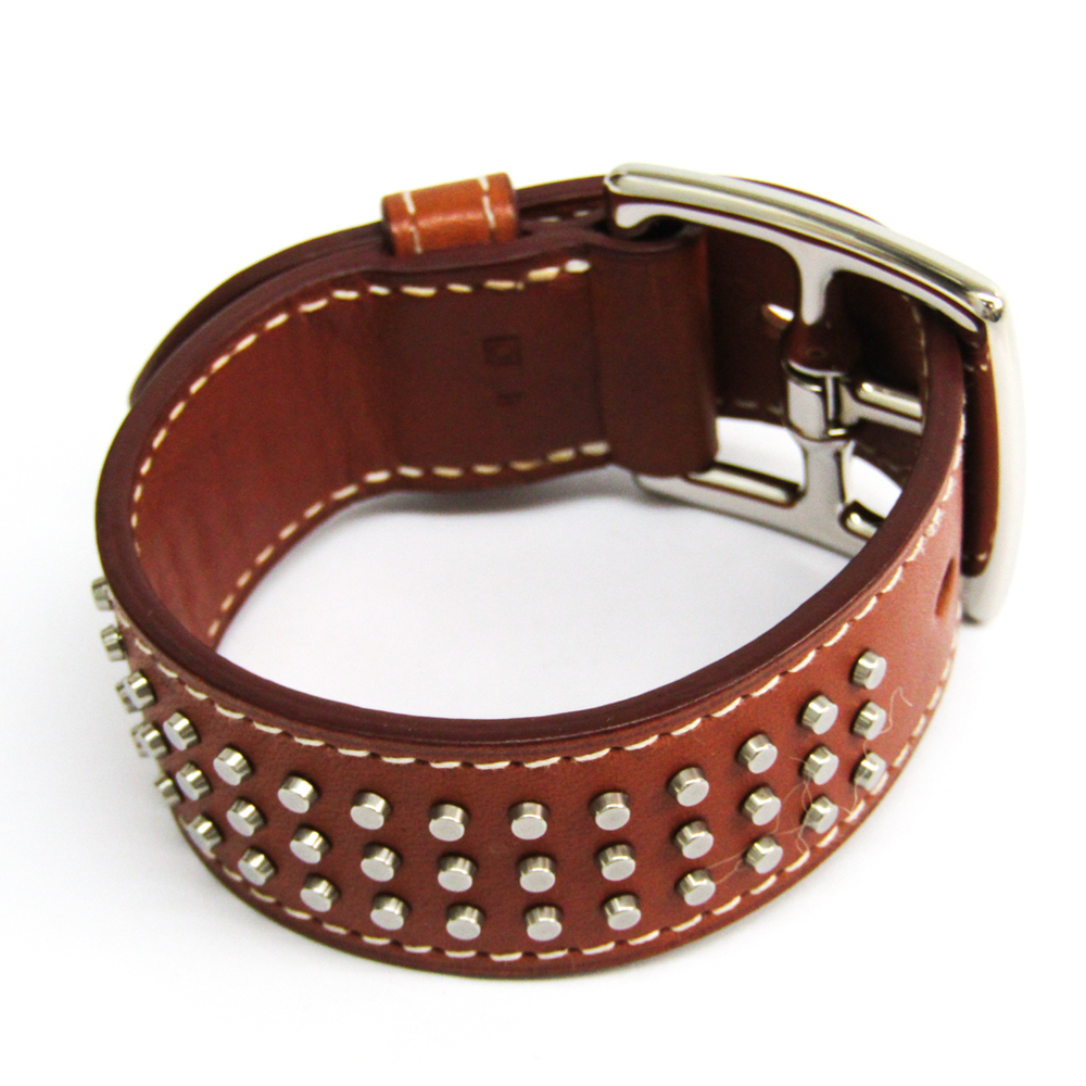

Hermes Etrivier Brown Leather Silver Bracelet
