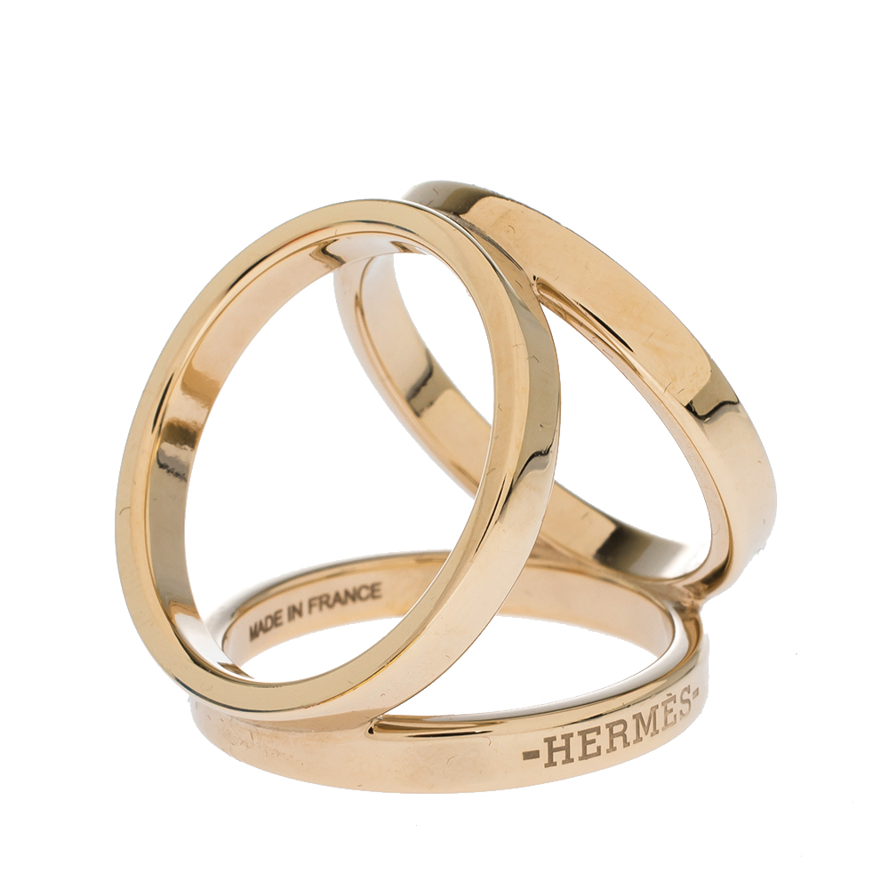 Hermes Trio Scarf Ring, Gold