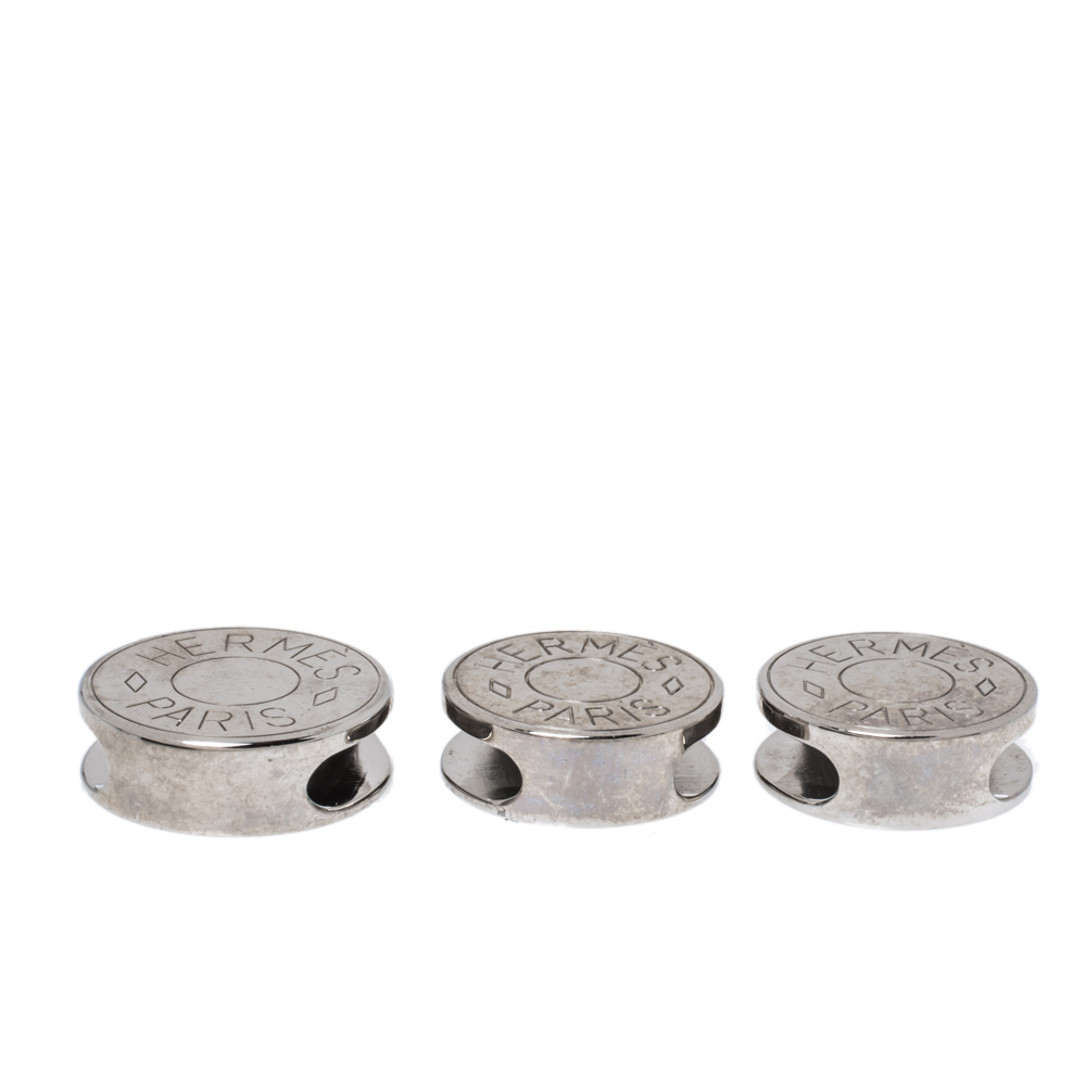 

Herm÷s Clou De Selle Twilly Scarf Rings Set of 3, Silver