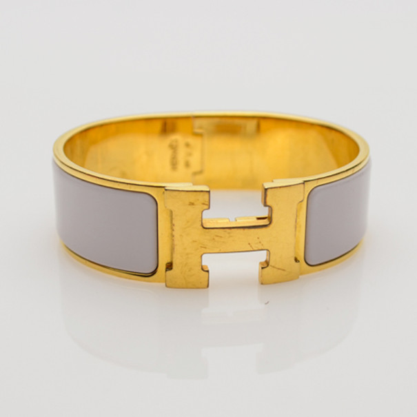 مملوكة مسبقًا Hermes Clic Clac H Gold Plated Enamel Bangle