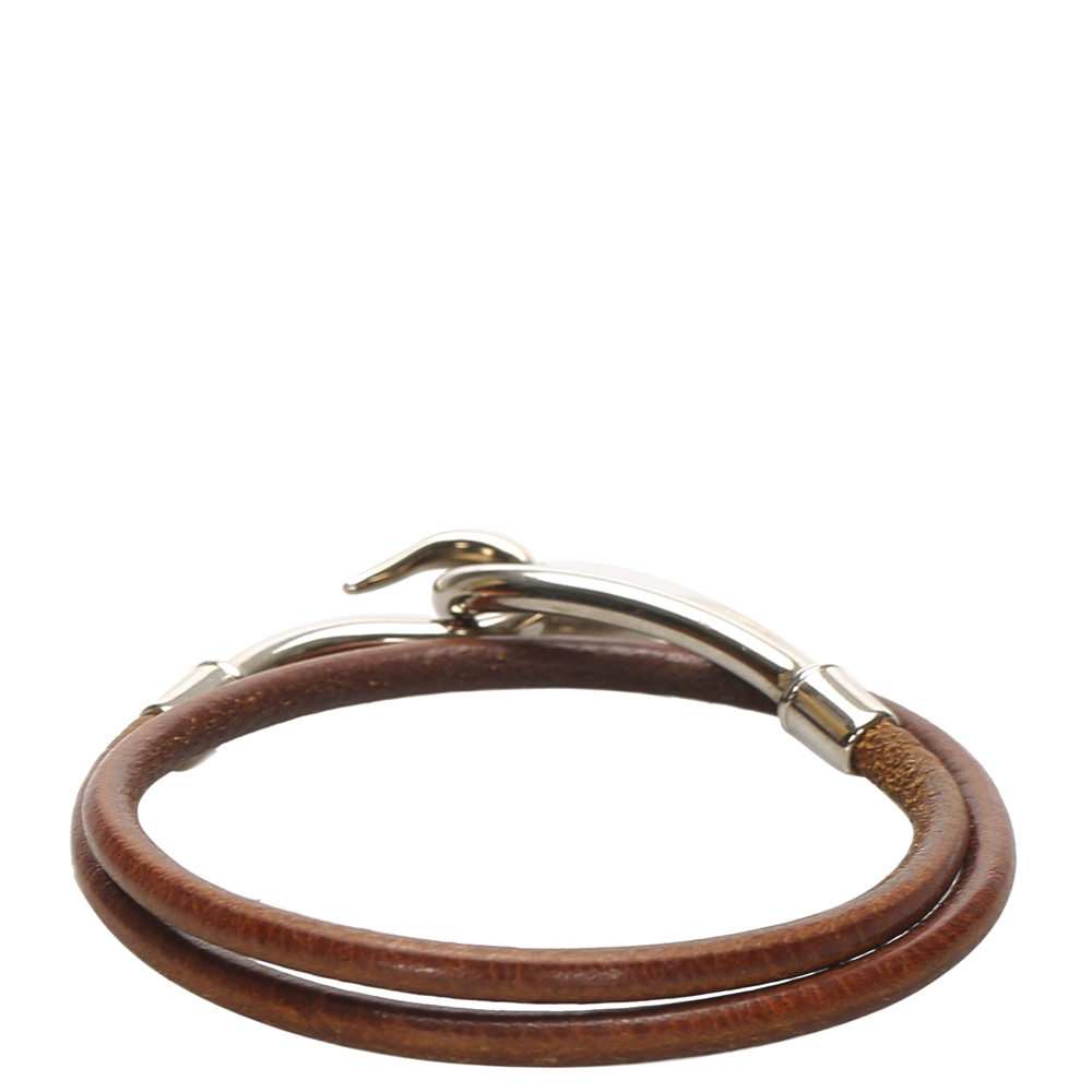 

Hermes Brown Jumbo Hook Leather Bracelet