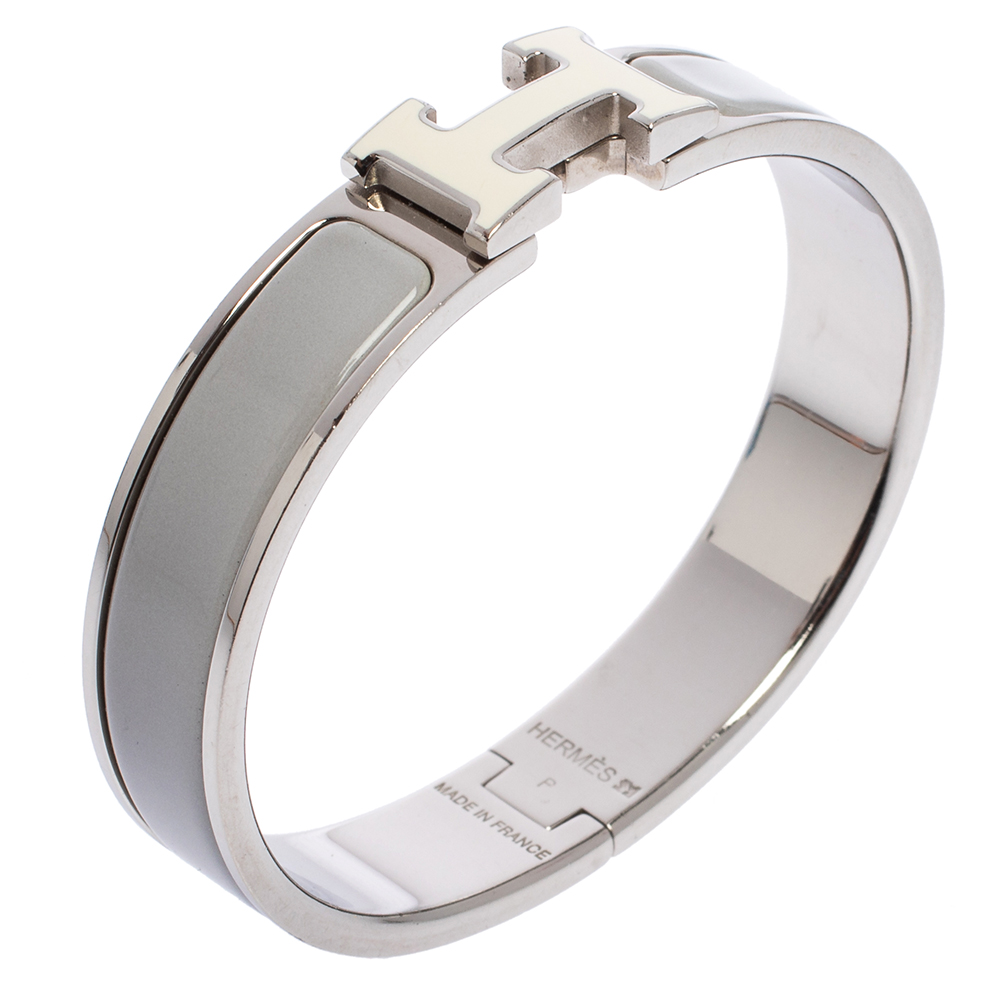 

Hermes Clic H Bi-Color Enamel Palladium Plated Bracelet PM, Multicolor