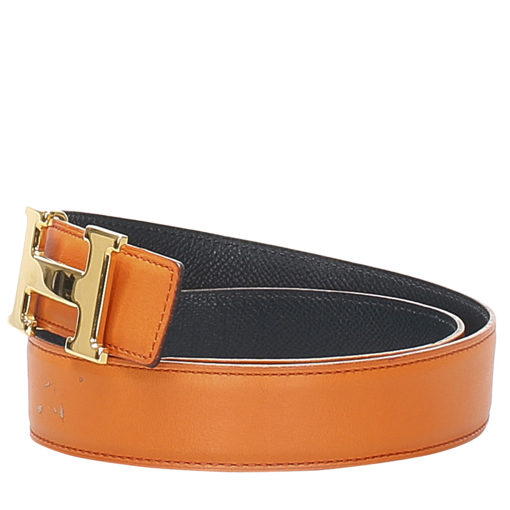 

Hermes Orange Leather Constance Belt