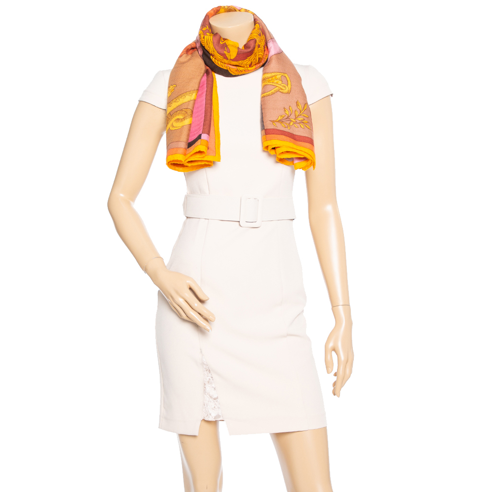 

Hermes Multicolor Cashmere & Silk Della Cavalleria Square Scarf