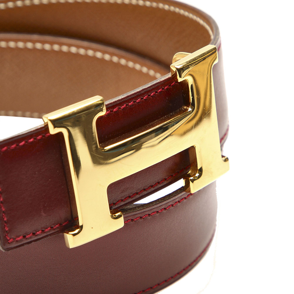 

Hermes Burgundy Leather Constance Belt