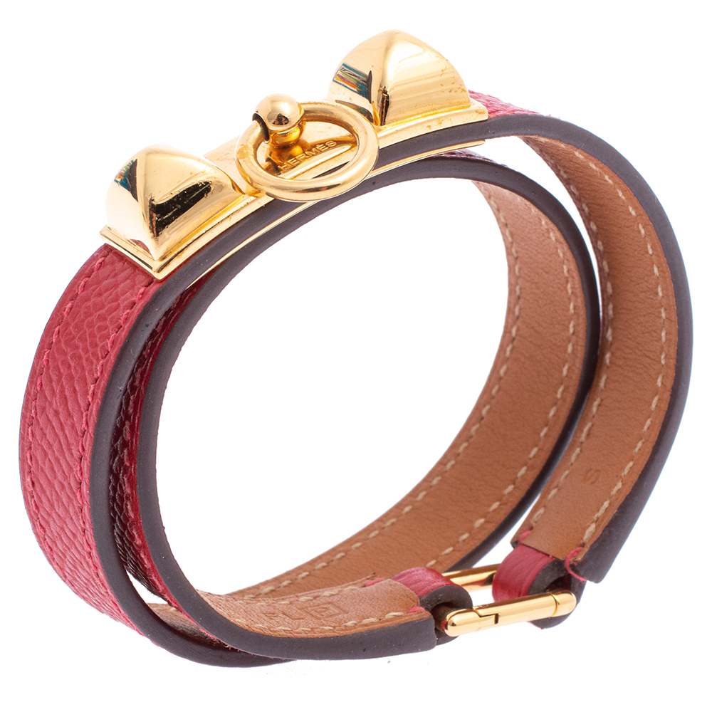 

Herm÷s Red Leather Rivale Double Tour Bracelet