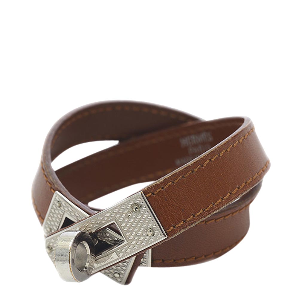 

Hermes Brown Leather Kelly Double Tour Bracelet