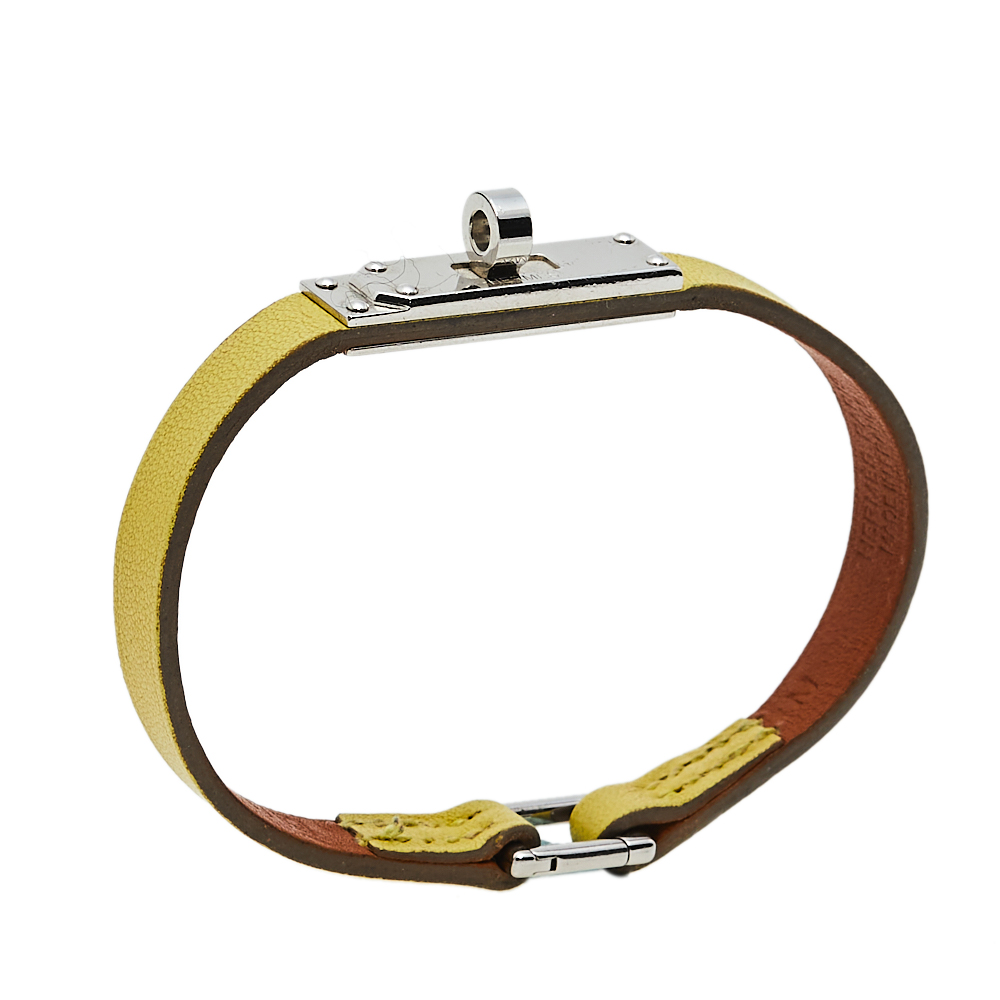 

Hermès Soufre Leather Micro Kelly Bracelet, Yellow
