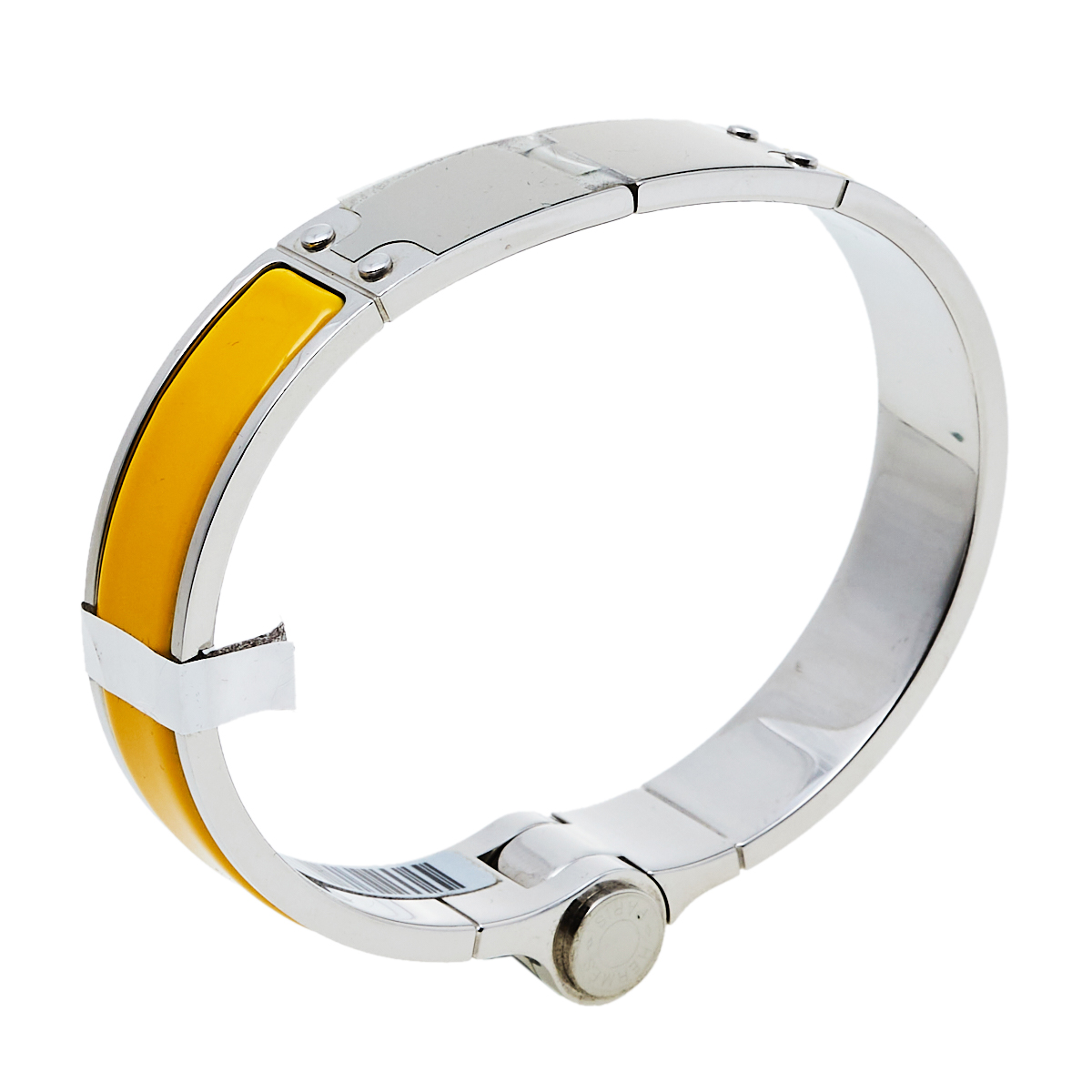 

Hermès Yellow Enamel Palladium Plated Hinged Bracelet