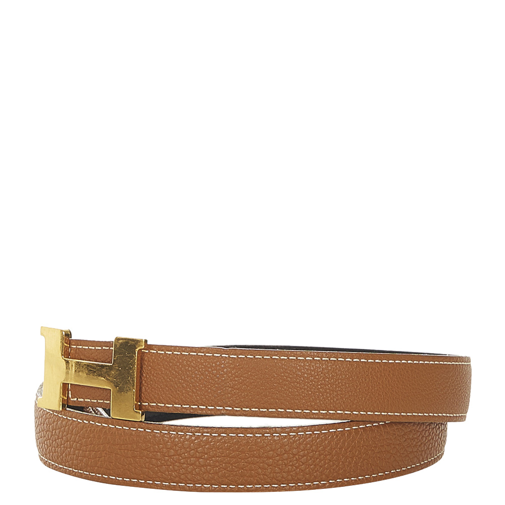 

Hermes Brown Leather Reversible  H Belt