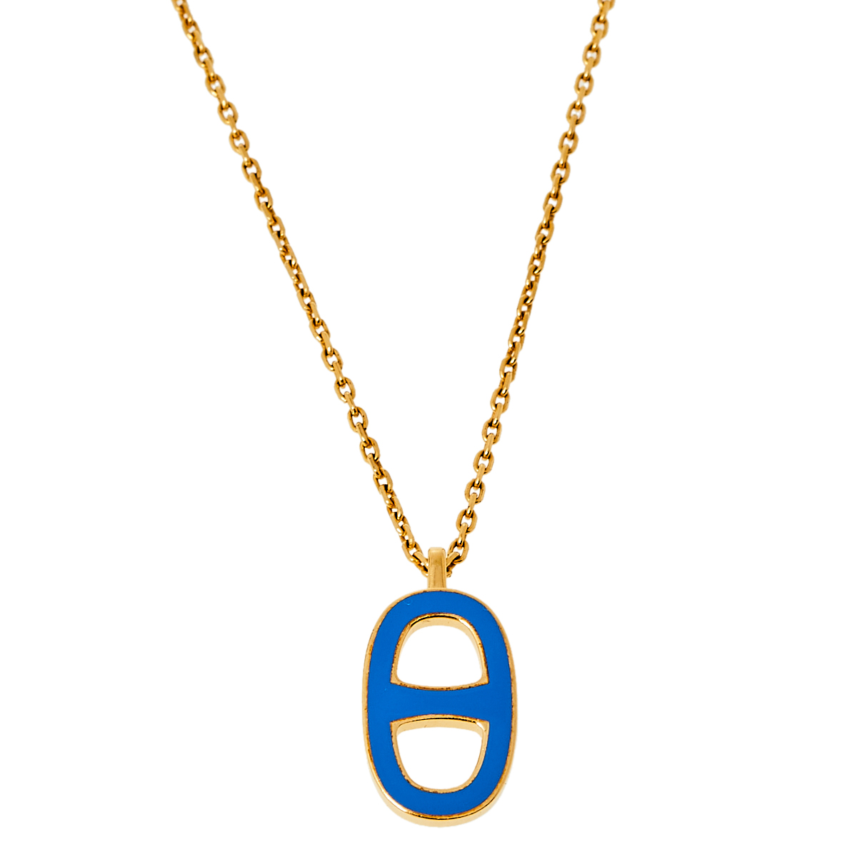 

Hermès Blue Enamel Gold Plated Iliade Pendant Necklace