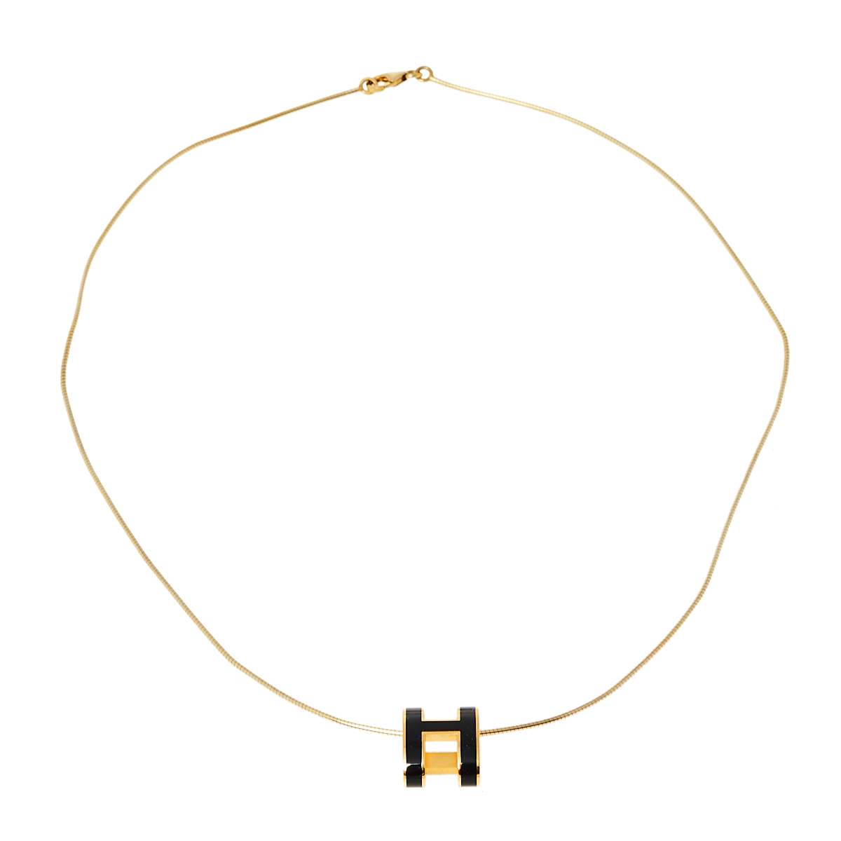 

Hermès Pop H Black Lacquered Gold Plated Pendant Necklace