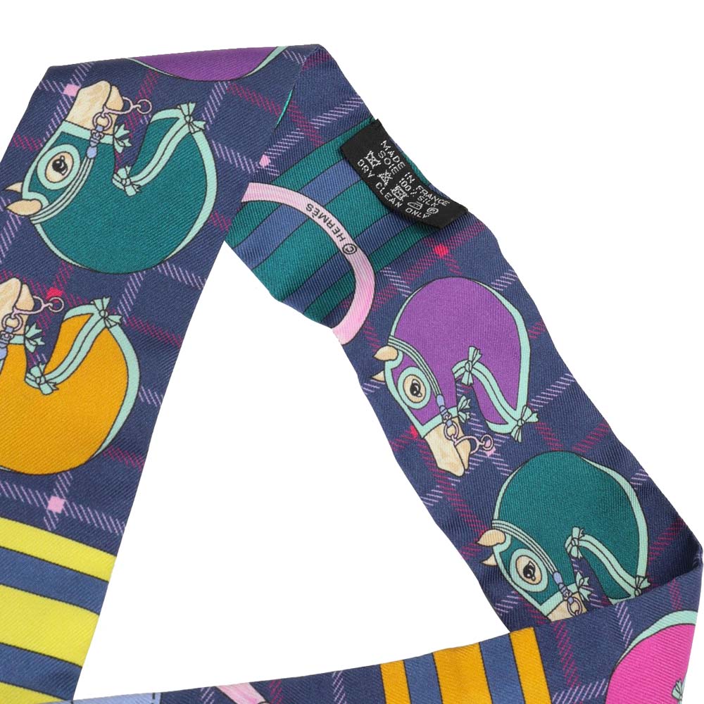 

Hermes Multicolor Tatersale Silk Twilly Scarf