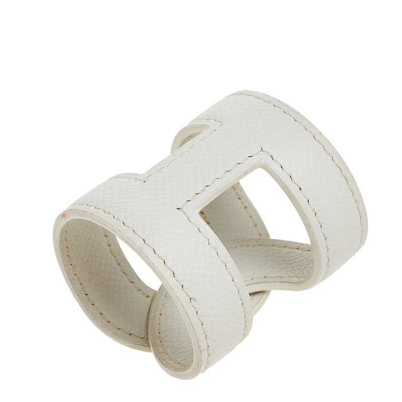 

Hermes Ano White Leather Cuff Bracelet