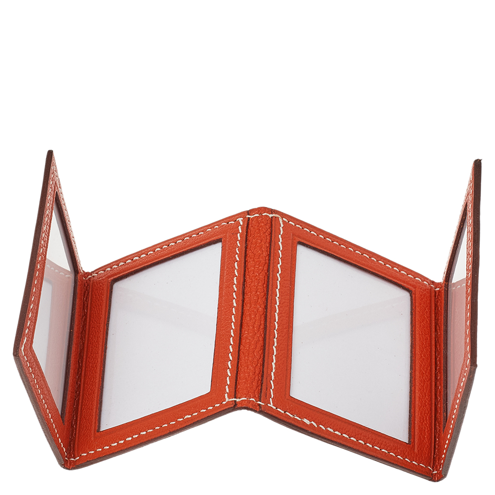 

Hermes Feu Chevre Mysore Leather Photo Frame Holder, Orange